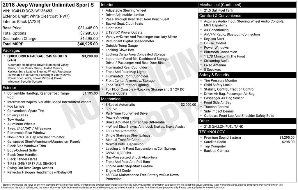 2018 Jeep Wrangler Unlimited Sport S