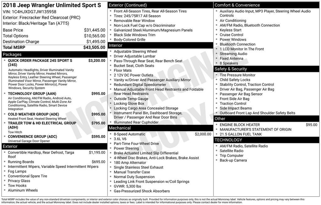 2018 Jeep Wrangler Unlimited Sport S