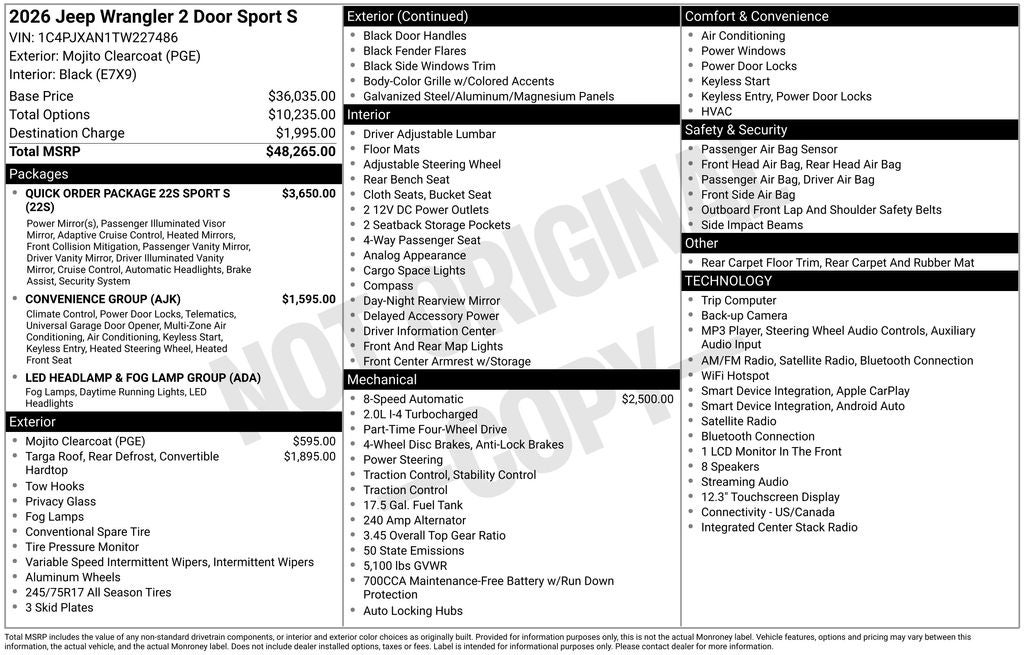 2026 Jeep Wrangler Sport S