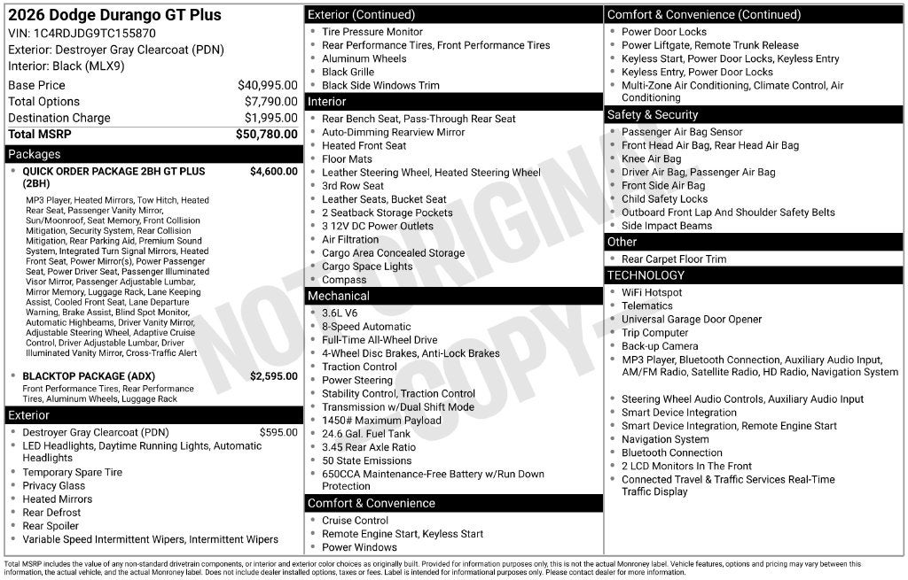 2026 Dodge Durango GT Plus