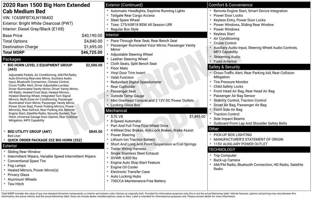 2020 RAM 1500 Big Horn/Lone Star