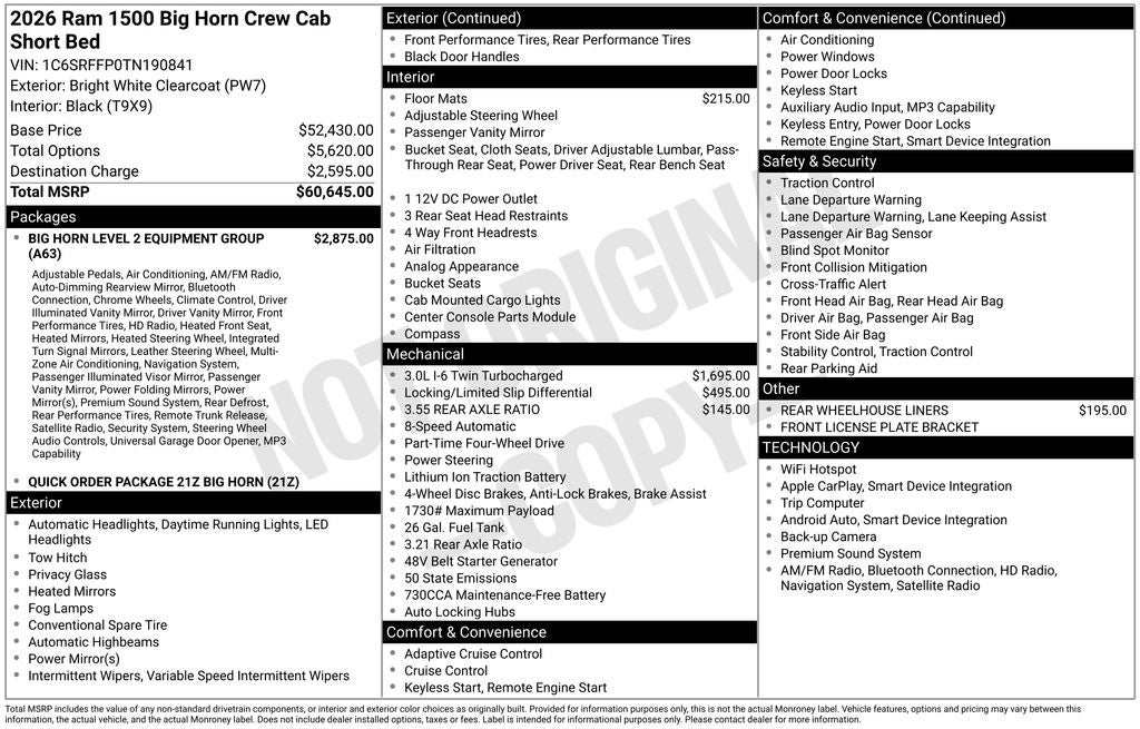 2026 RAM 1500 Big Horn/Lone Star