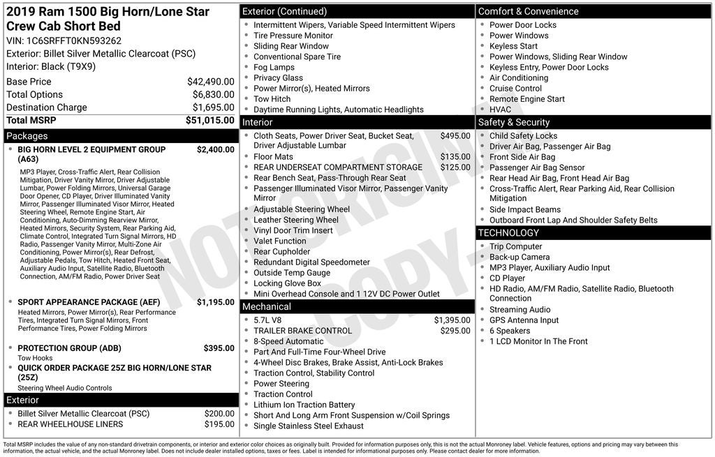 2019 RAM 1500 Big Horn/Lone Star
