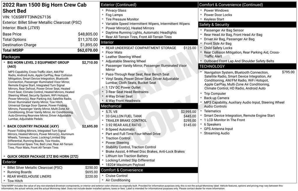 2022 RAM 1500 Big Horn/Lone Star
