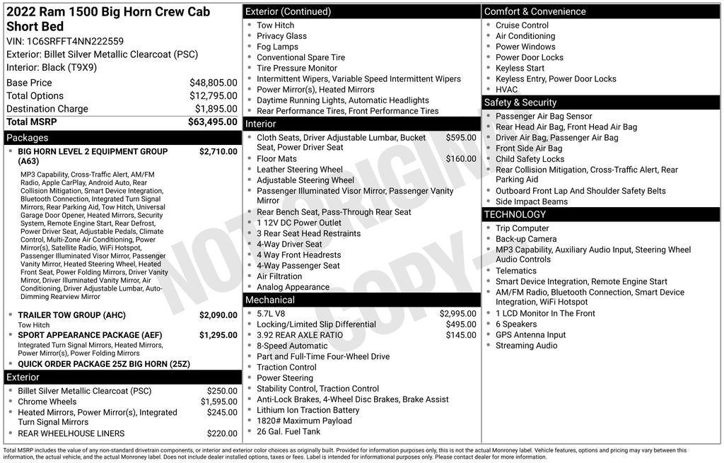 2022 RAM 1500 Big Horn/Lone Star