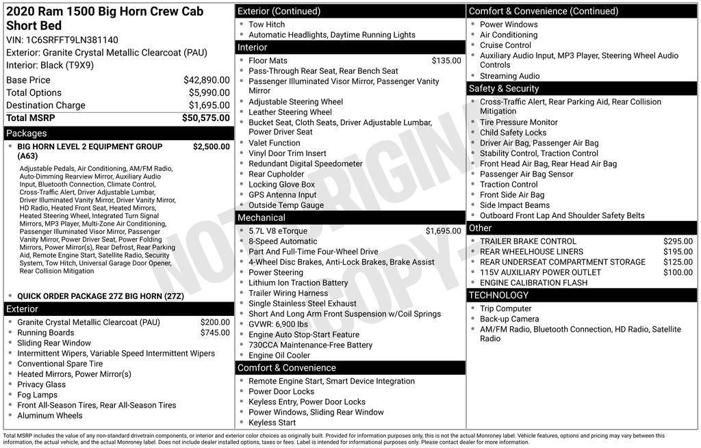 2020 RAM 1500 Big Horn/Lone Star