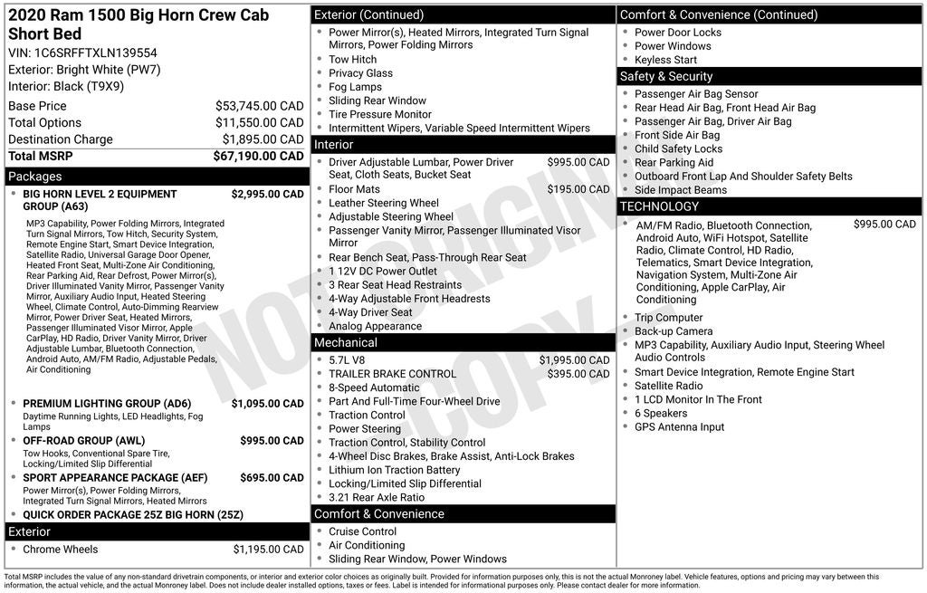 2020 RAM 1500 Big Horn/Lone Star