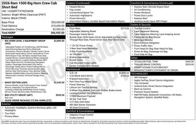 2026 RAM 1500 Big Horn/Lone Star
