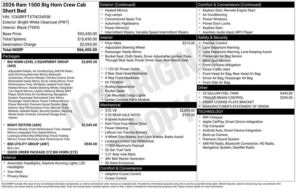 2026 RAM 1500 Big Horn/Lone Star