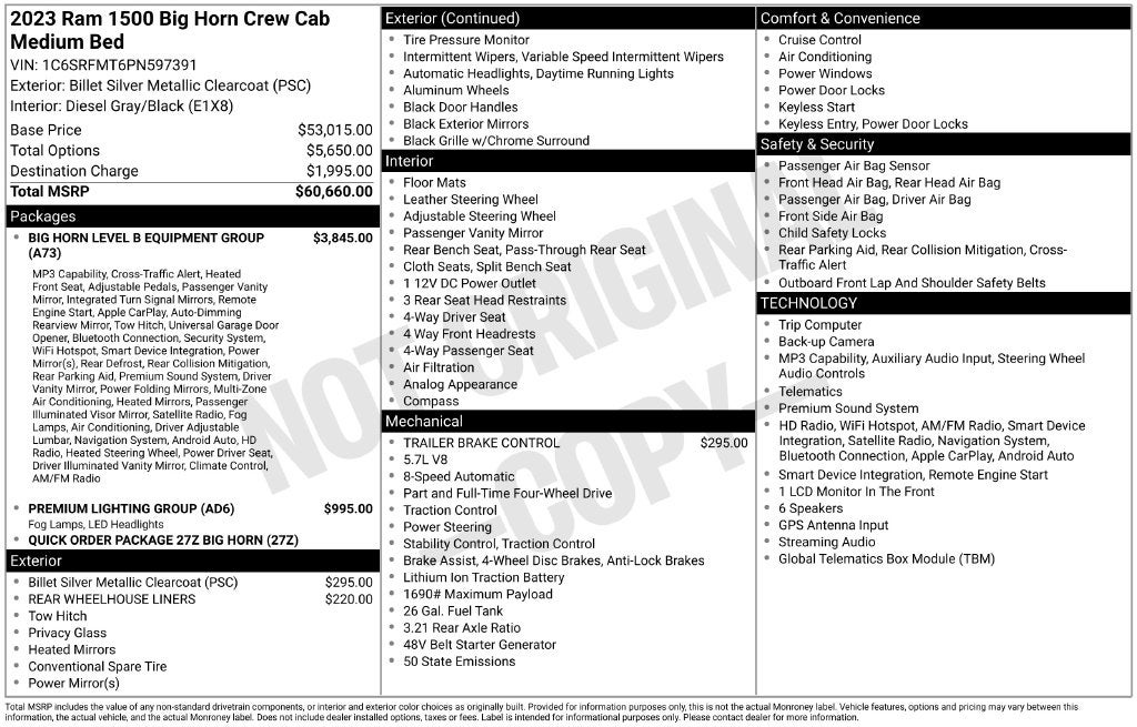 2023 RAM 1500 Big Horn/Lone Star
