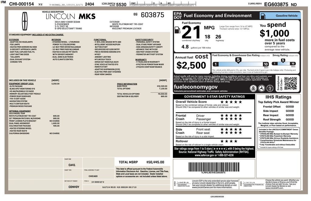 2014 Lincoln MKS Base