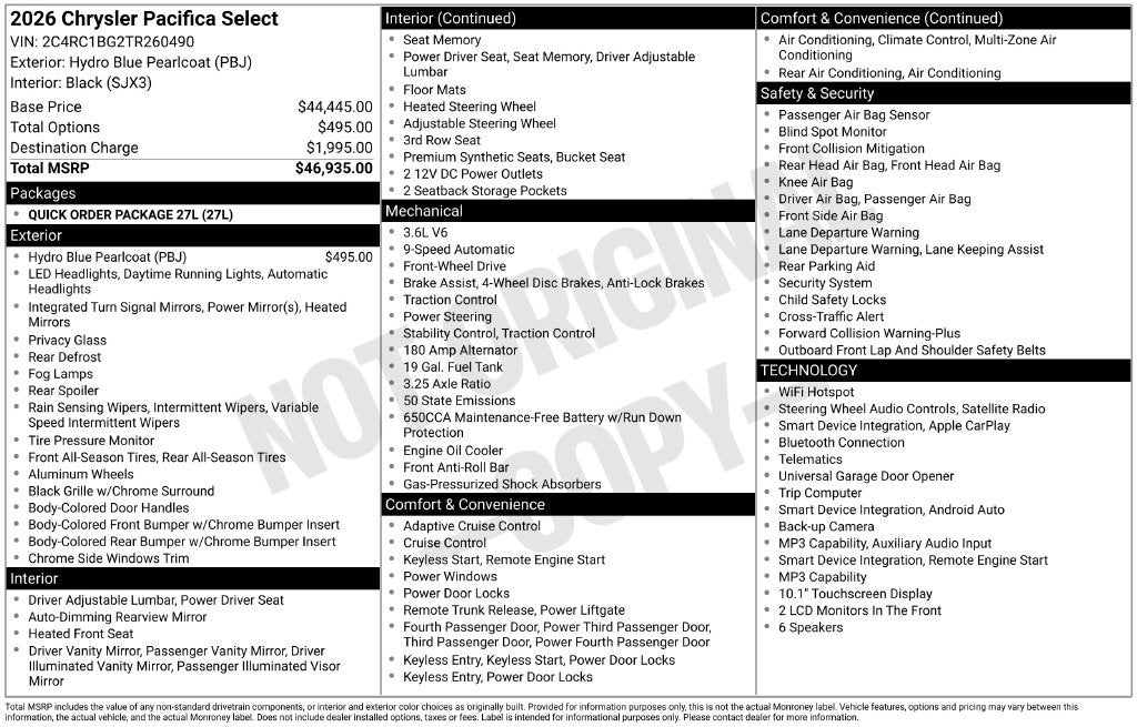 2026 Chrysler Pacifica Select