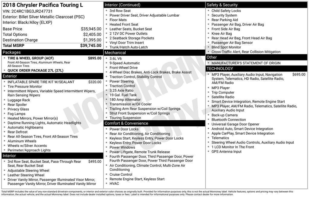 2018 Chrysler Pacifica Touring L