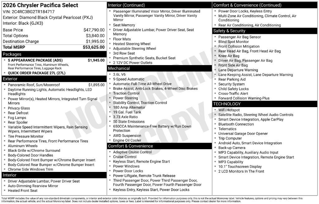 2026 Chrysler Pacifica Select