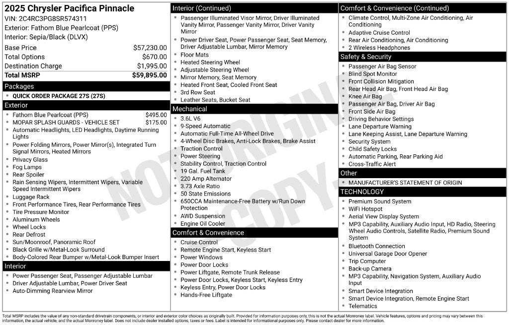 2025 Chrysler Pacifica Pinnacle