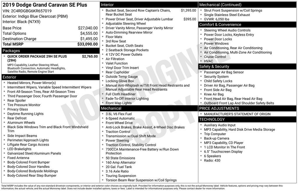 2019 Dodge Grand Caravan SE