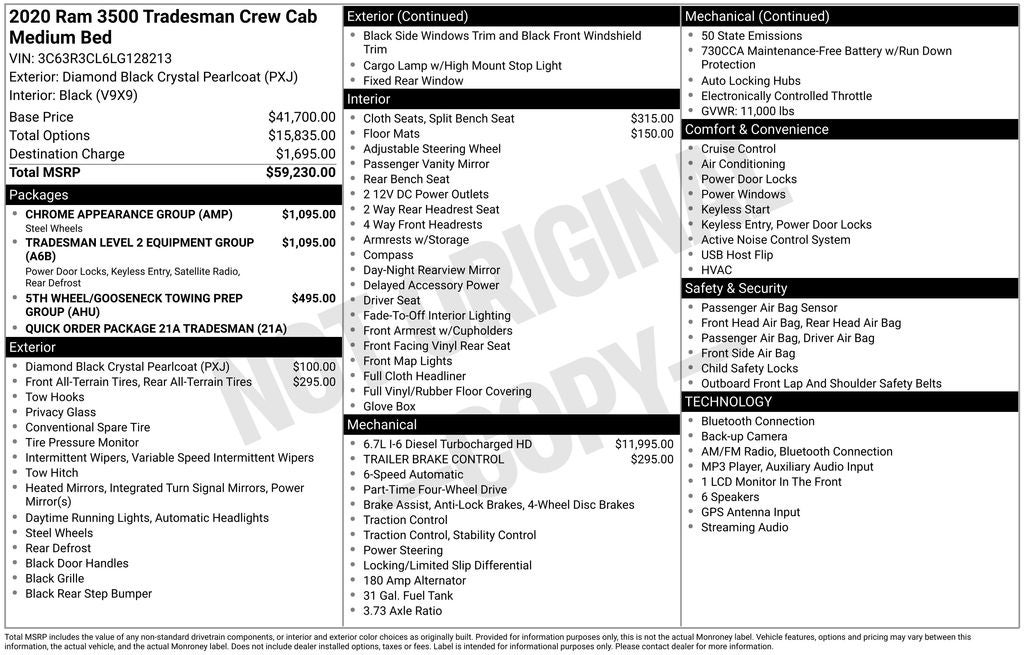 2020 RAM 3500 Tradesman