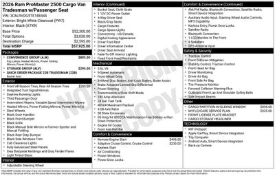 2026 RAM ProMaster 2500 High Roof