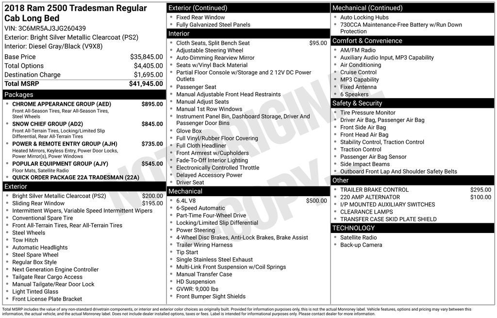 2018 RAM 2500 Tradesman