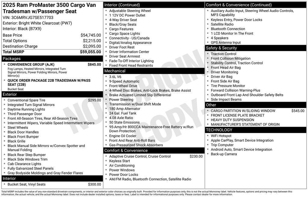 2025 RAM ProMaster 3500 High Roof