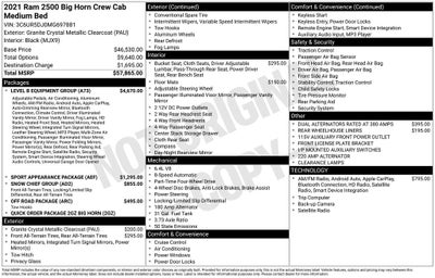 2021 RAM 2500 Big Horn