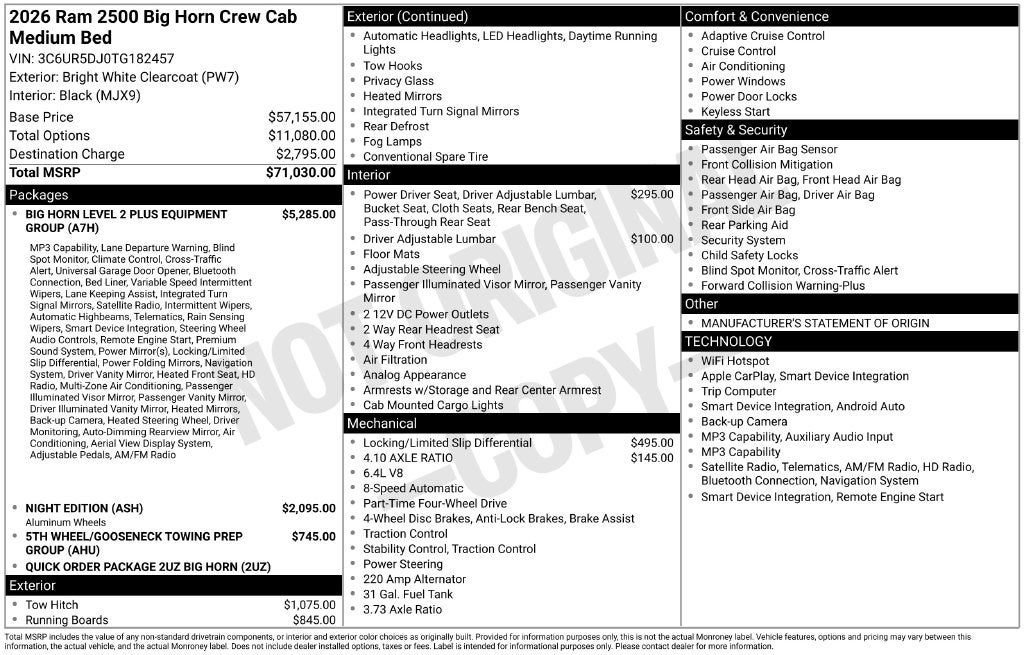 2026 RAM 2500 Big Horn