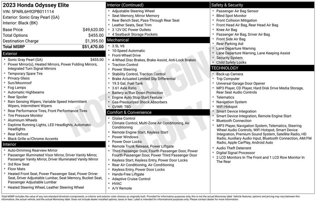 2023 Honda Odyssey Elite