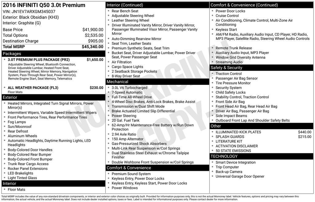 2016 INFINITI Q50 3.0t Premium