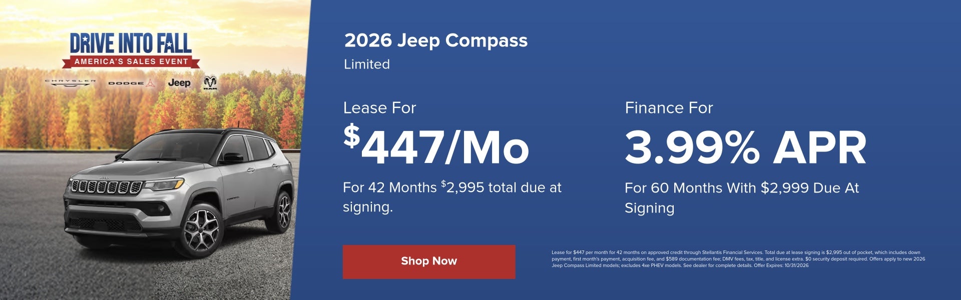 Lease offer for 2026 Jeep Compass