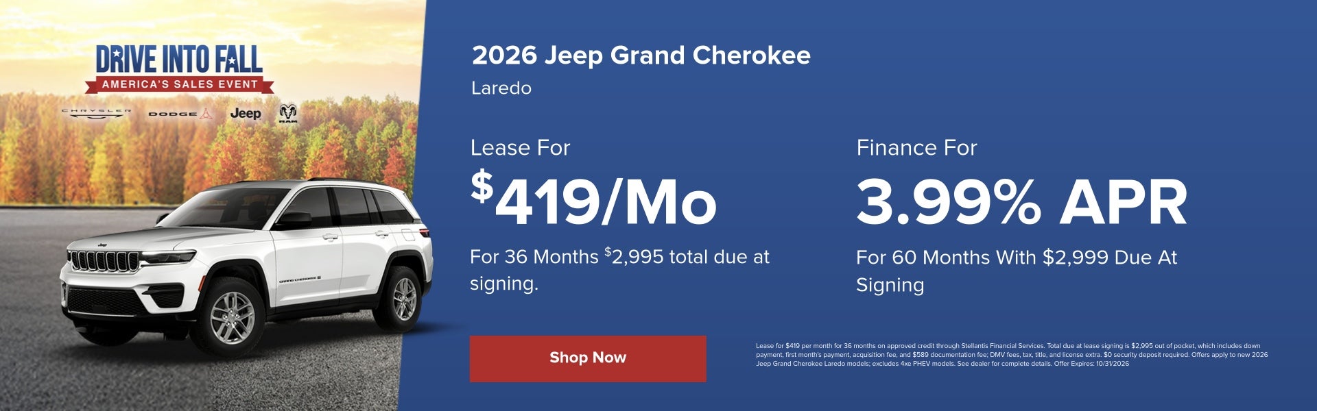 Lease offer for 2026 Jeep Grand Cherokee